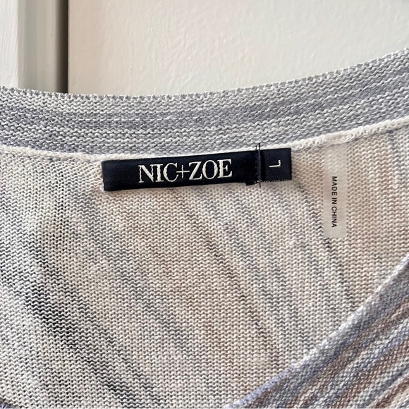 NIC+ZOE Multicolor Striped 3/4 Sleeve Linen Knit Top - Picture 2 of 4